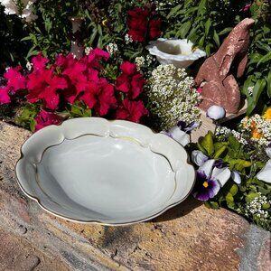 VTG #2 Marlborough Oval Salad Bowl Cream Gold Haviland Limoges Jewelry Catchall